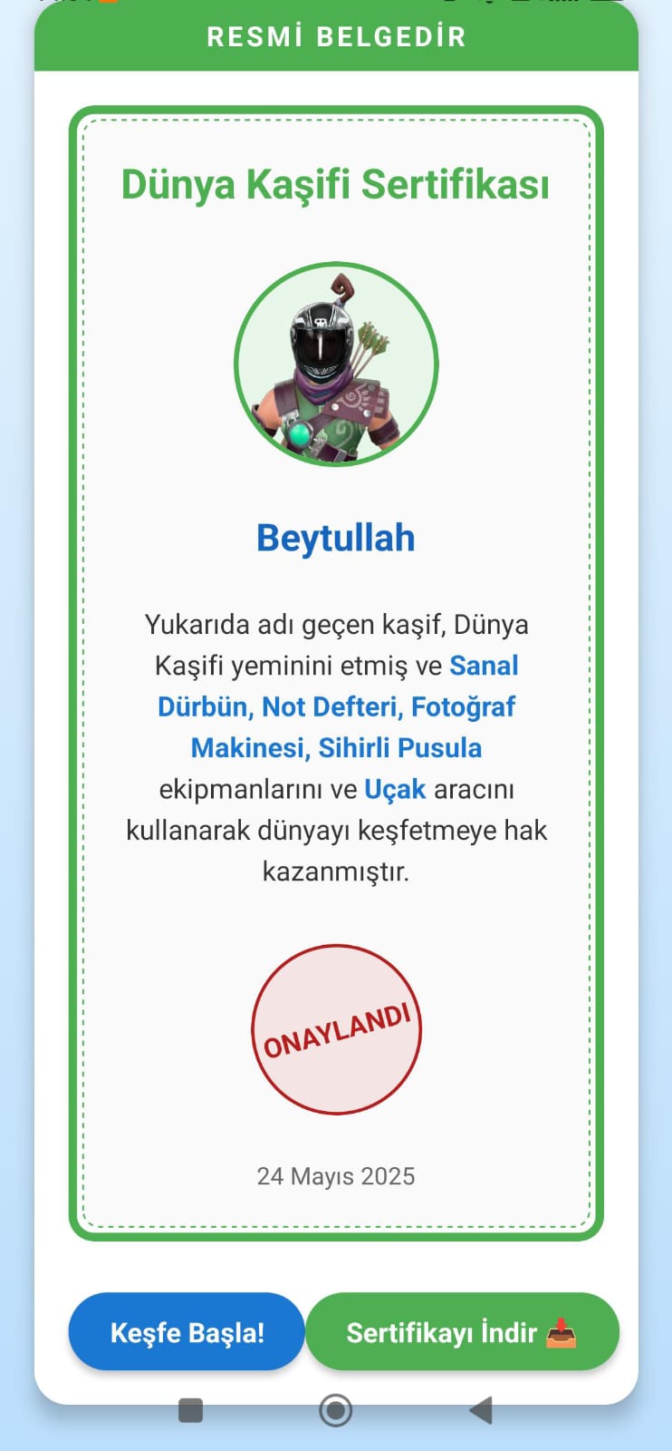 Avatar Oluşturma Ekranı